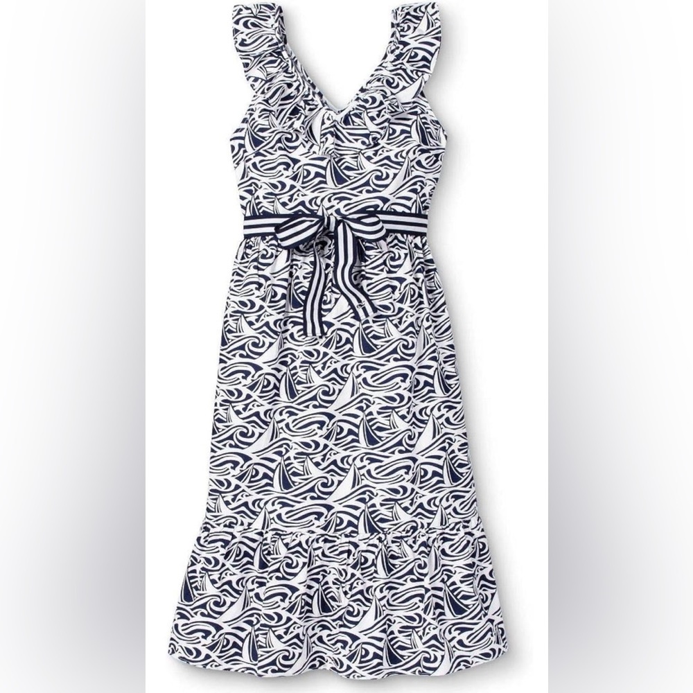Vineyard Vines for Target Sleeveless Ruffle tie Waist Nautical Dress Size